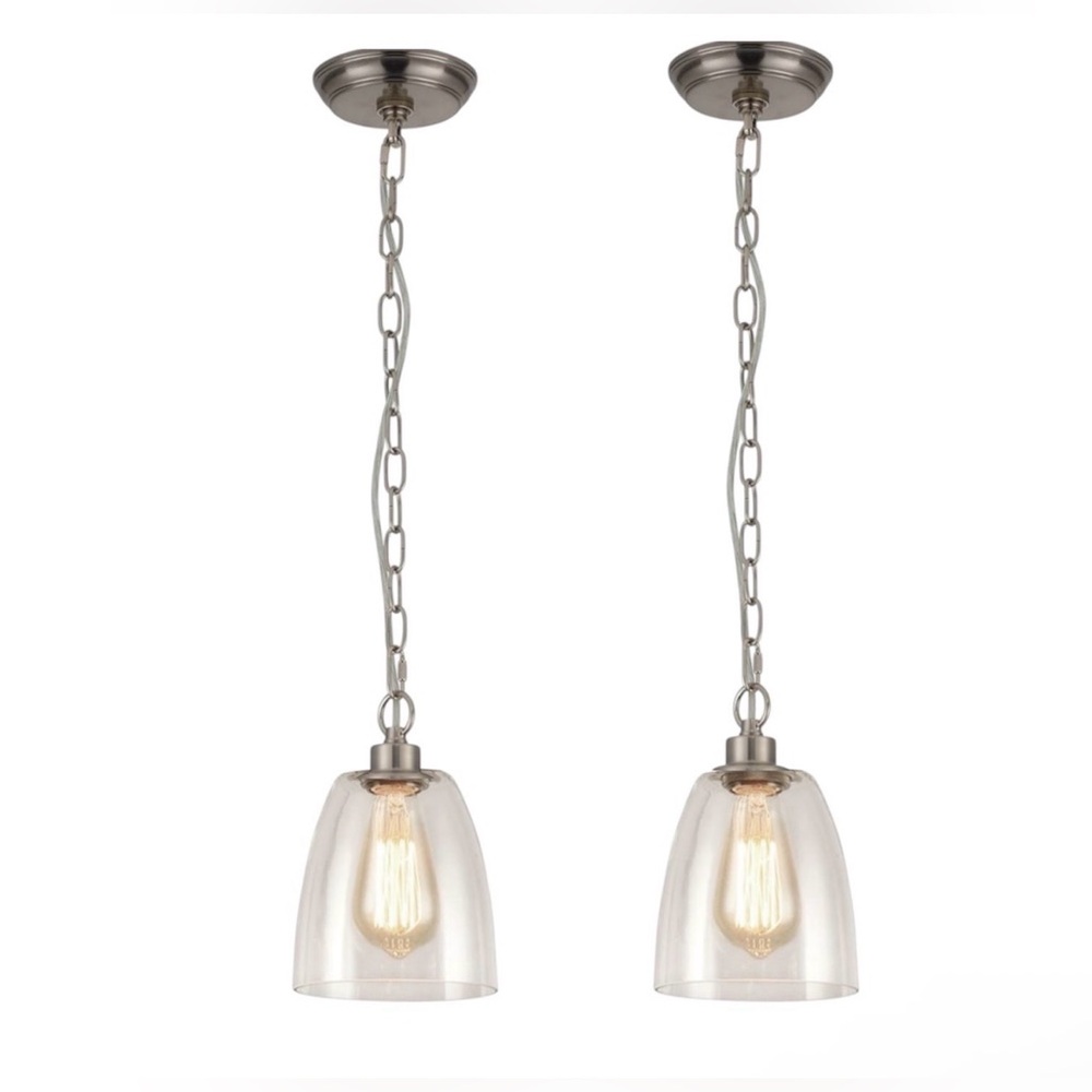 Set Of 2 Modern Farmhouse Pendant Lights 1-Light Industr Hanging Light Fixtures